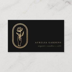 Cartão de visita de Logotipo Floral do Ouro Boêm
