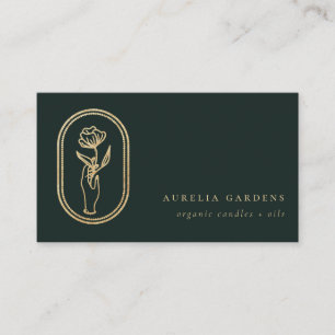 Cartão de visita de Logotipo Floral do Ouro Boêmia