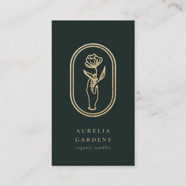 Cartão de visita de Logotipo Floral do Ouro Boêmia (Frente)