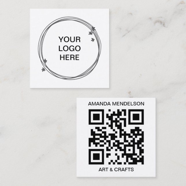 Cartão de visita de logotipo ou foto e código QR (Frente/Verso)