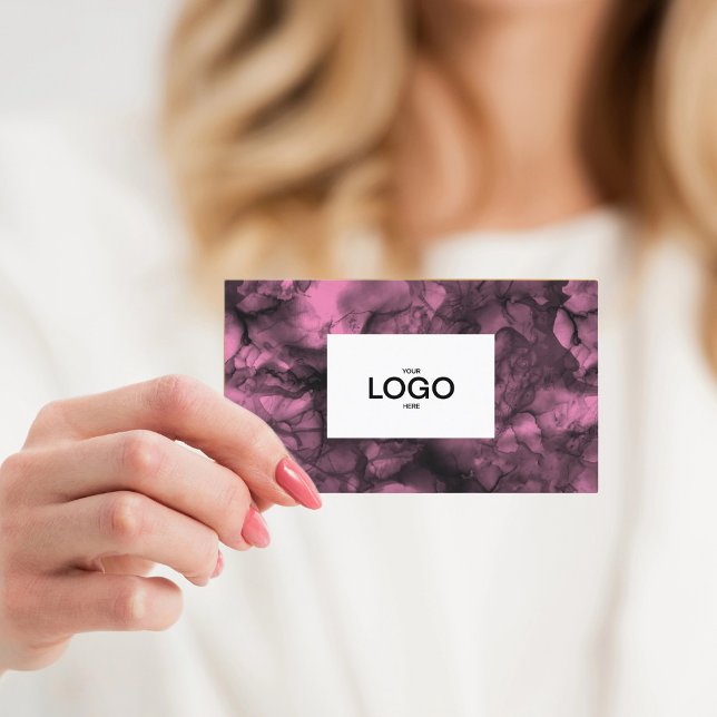Cartão de visita de logotipo rosa (Criador carregado)