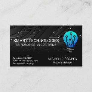 Cartão de visita de logotipo técnico com lâmpad