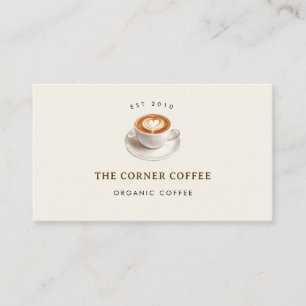 Cartão de visita de loja de café em aquarela elega
