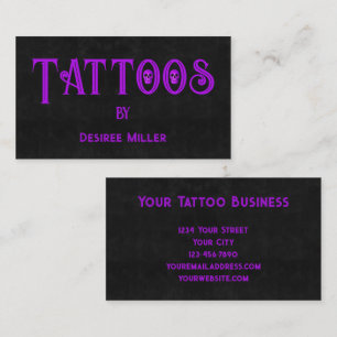 Cartão de Visita de Loja de Tatuagem Rosa Roxo Pre