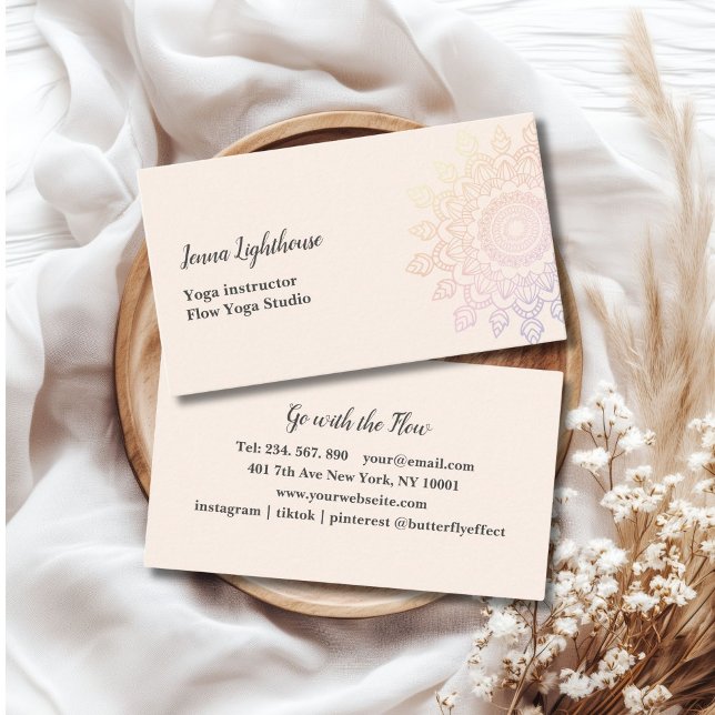 cartão de visita de mandala específico do cliente (customer specific mandala beige business card)