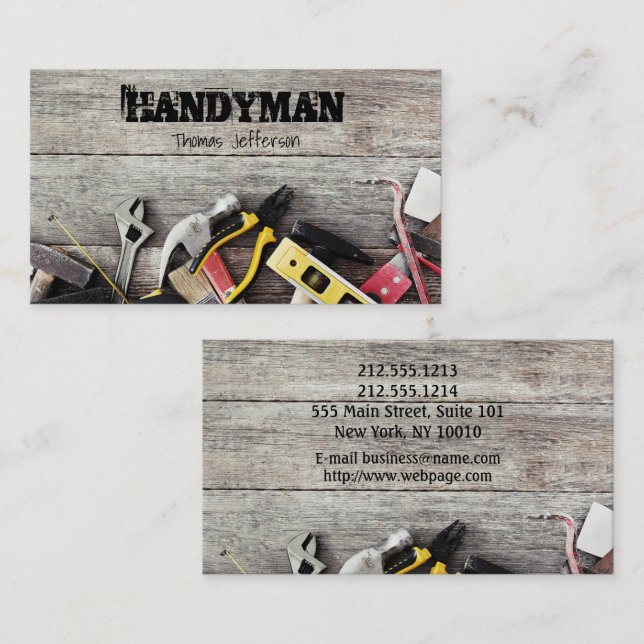 Cartão de visita de Manutenção de Handyman (Frente/Verso)