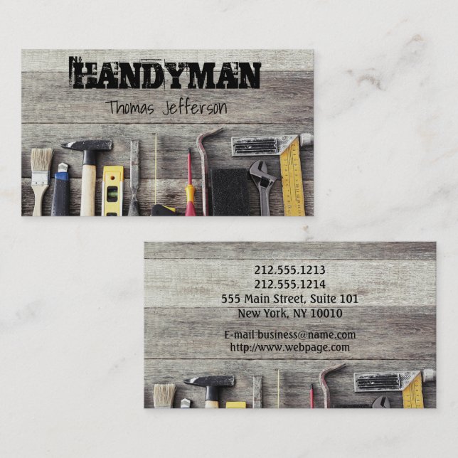 Cartão de visita de Manutenção de Handyman (Frente/Verso)