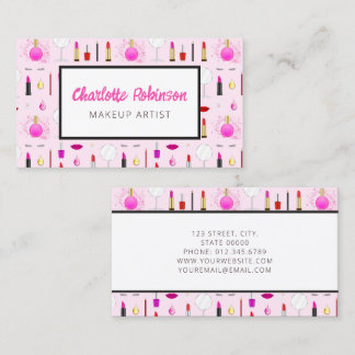 Cartão de Visita de Maquiadora Rosa