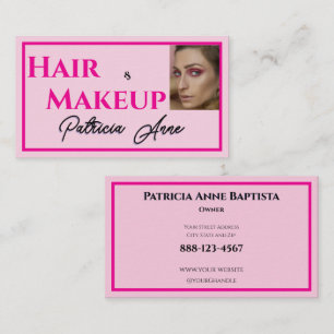 Cartão de Visita de Maquiagem Script Preto Rosa Be