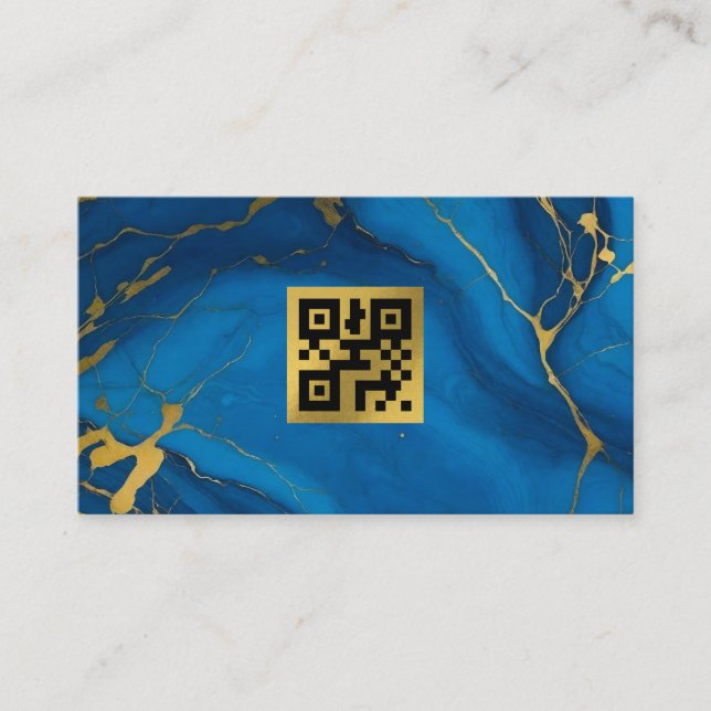 Cartão de visita de mármore azul brilhante do códi (Frente)