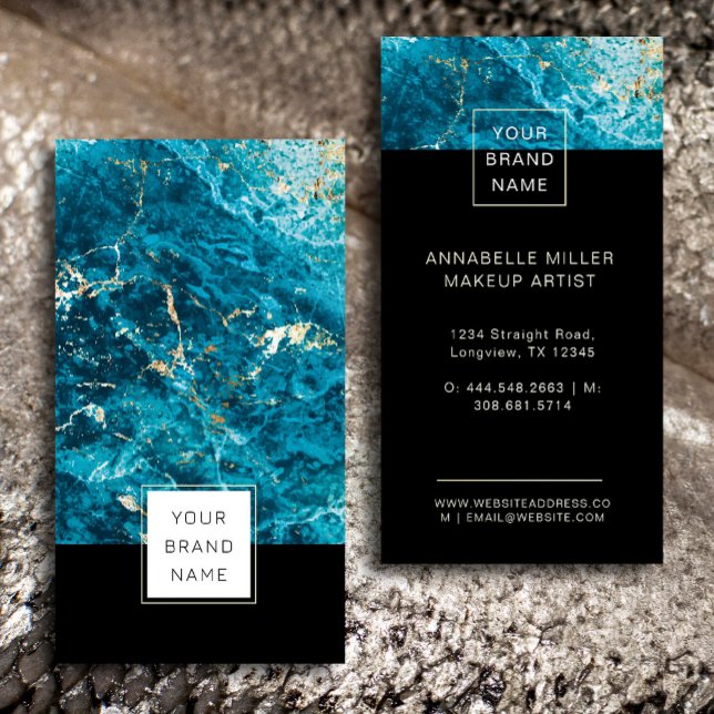 Cartão de visita de mármore azul luxuoso com desta (Elegant blue marble business card with gold accents—perfect for your brand. ✨💼"#BlueMarble #Gold)