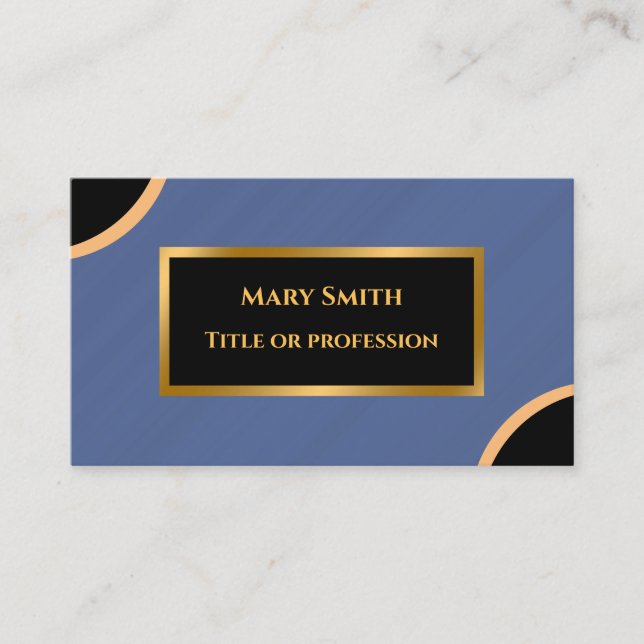 Cartão de visita de mármore azul moderno e Dourado (Frente)