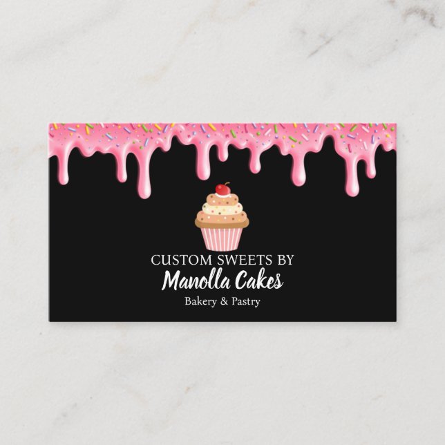 Cartão de visita de massa de cupcake com gotejamen (Frente)