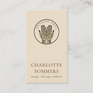 Cartão de Visita de Massagem de Ioga com Mehndi He