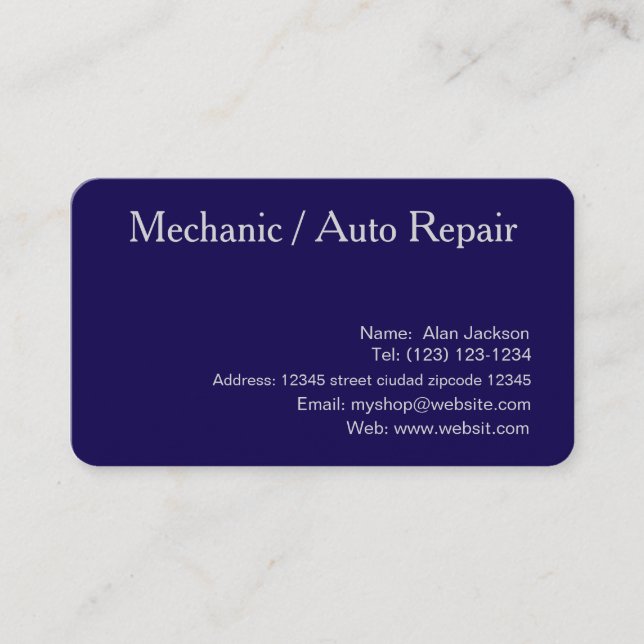 Cartão de visita de mecânico / reparo de automóvei (Frente)