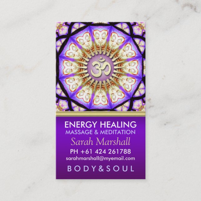 Cartão de visita de Meditação Buddha OM Yoga (Frente)