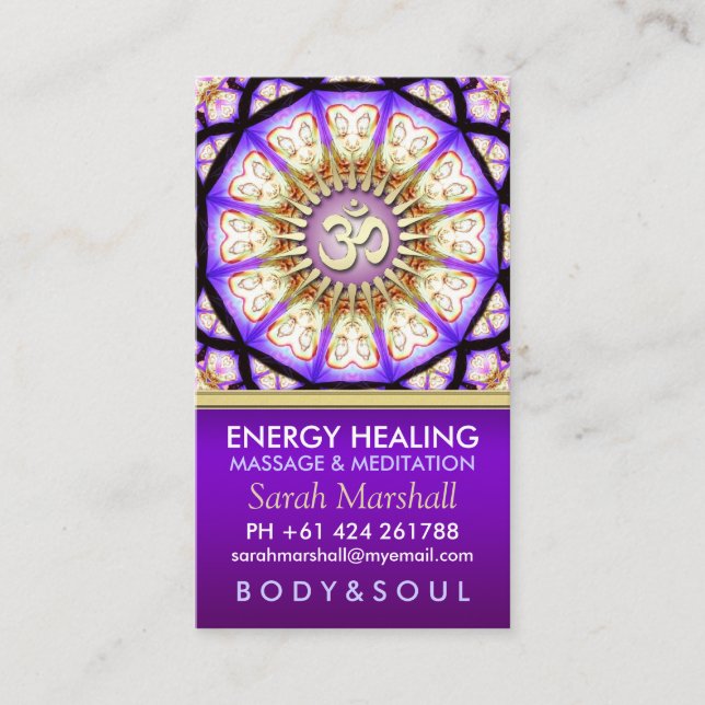 Cartão de visita de Meditação Buddha OM Yoga (Frente)