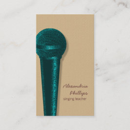 Cartão de visita de microfone Damask, Teal