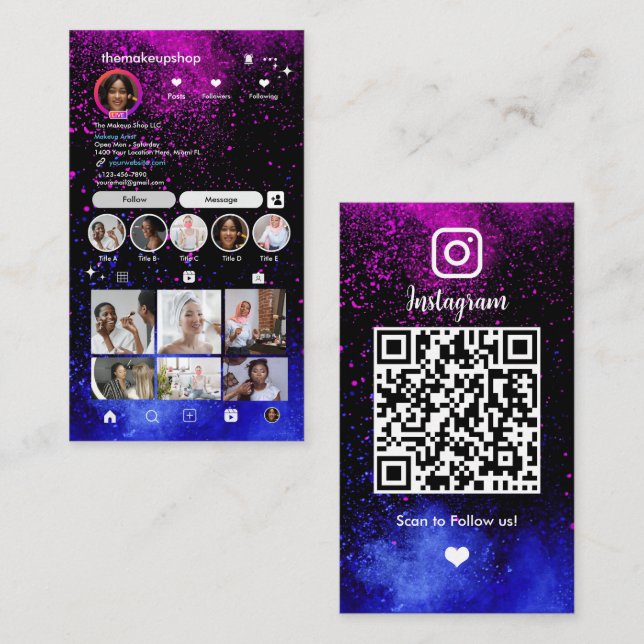 Cartão de Visita de Mídia Social com Código QR do  (Frente/Verso)