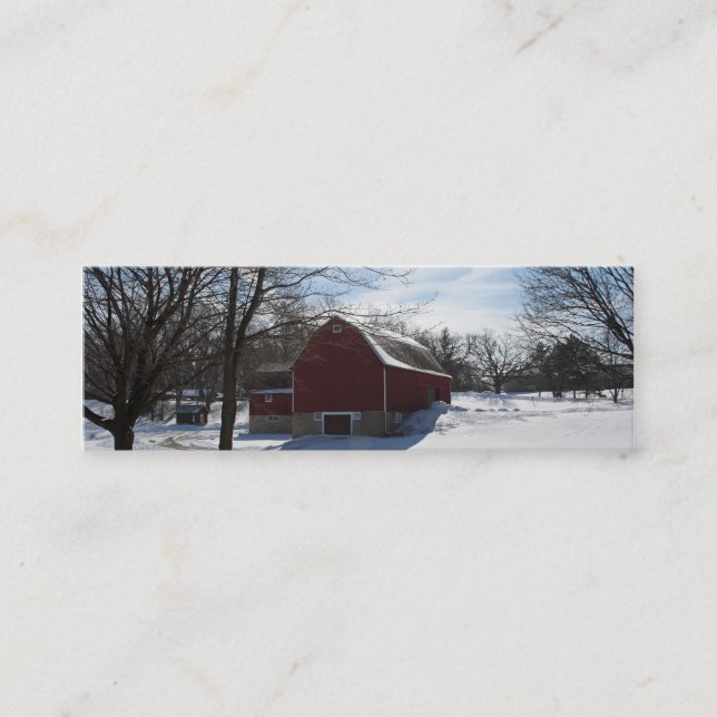 Cartão de visita de Mini Bookmark da Barn Inverno (Frente)