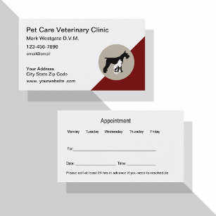 Cartão de visita de Modelo de Nomeação Veterinária
