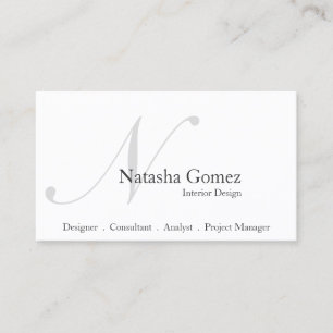 Cartão de visita de Monograma Branco e Preto Elega