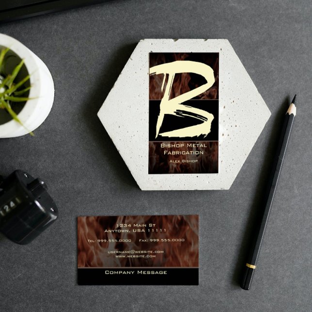 Cartão de visita de Monograma com Chama B (B Flame Monogram Business Card)