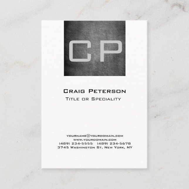 Cartão de visita de Monograma de Padrão de Quadro  (Frente)