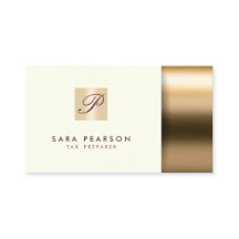 Cartão de visita de Monograma Dourado Elegante
