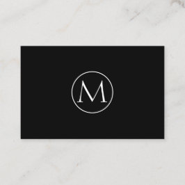 Cartão de visita de monograma mínimo preto