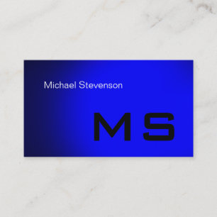 Cartão de visita de Monograma Moderno Azul Simples
