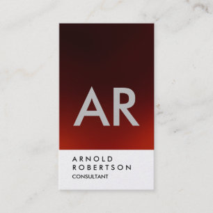 Cartão de visita de monograma vermelho escuro simp