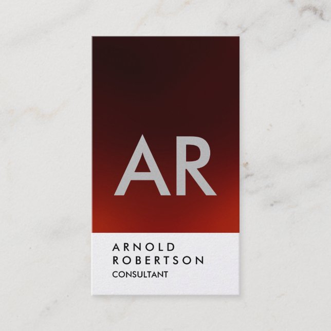 Cartão de visita de monograma vermelho escuro simp (Frente)