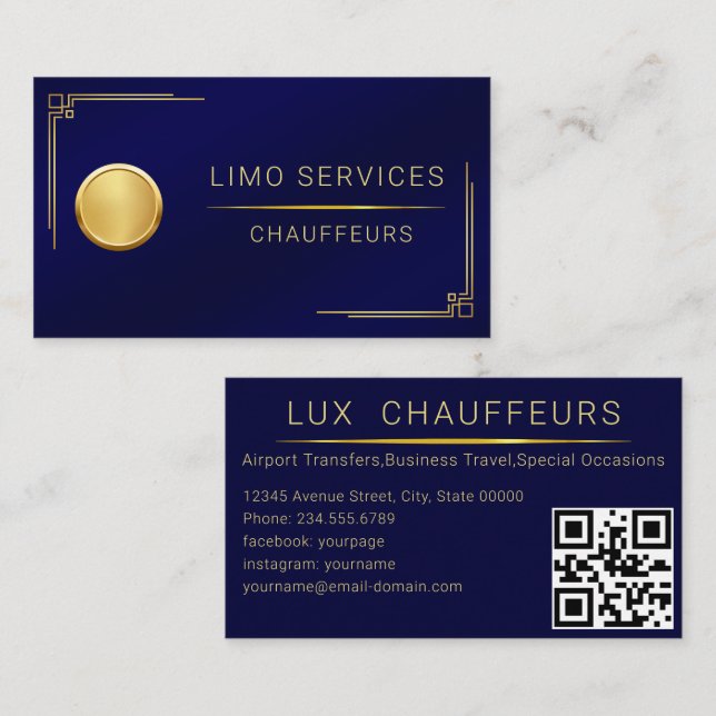 Cartão de Visita de Motorista Chauffeur Moldura Do (Frente/Verso)