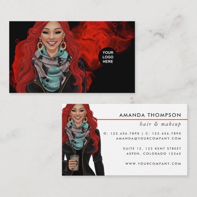 Cartão de visita de Mulher de Cabelo Vermelho (Frente/Verso)