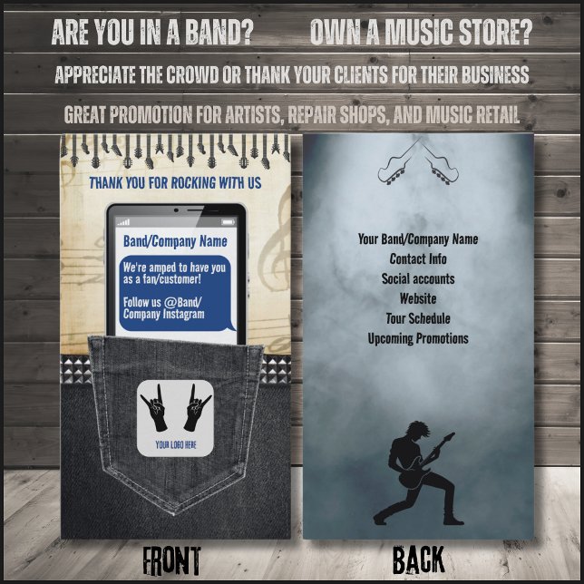 Cartão de Visita de Músico de Rock & Roll (Rock & Roll Appreciation & Thank You Card)