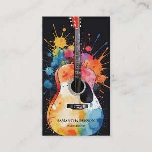 Cartão de visita de Músico Elegante com Guitarra