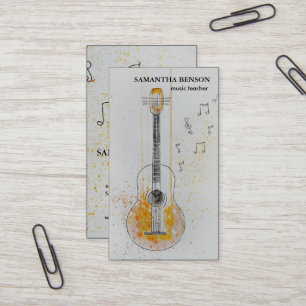 Cartão de visita de Músico Elegante com Nota Music