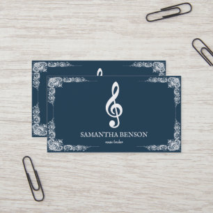Cartão de visita de Músico Elegante com Nota Music