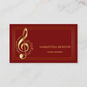 Cartão de visita de Músico Elegante com Nota Music