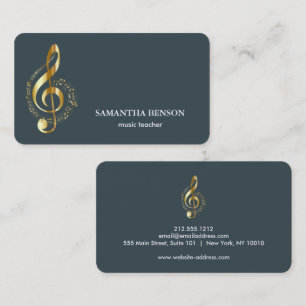 Cartão de visita de Músico Elegante com Nota Music