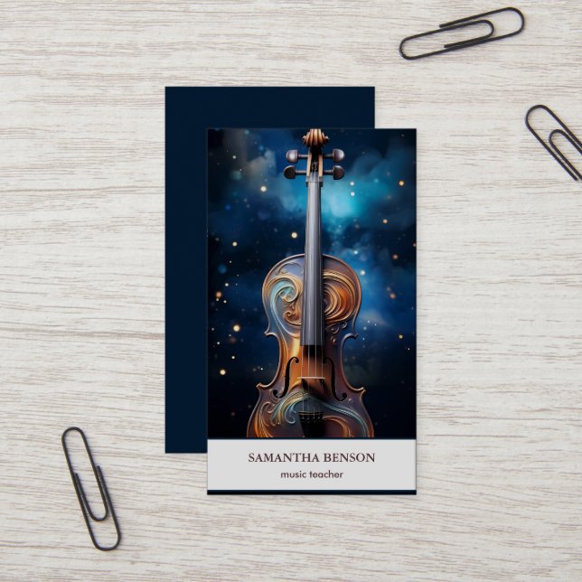 Cartão de visita de Músicos Elegante com Nota de M (Frente/Verso In Situ)