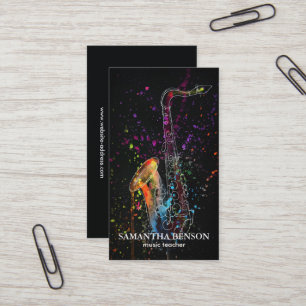 Cartão de visita de Músicos Elegante com Nota de M