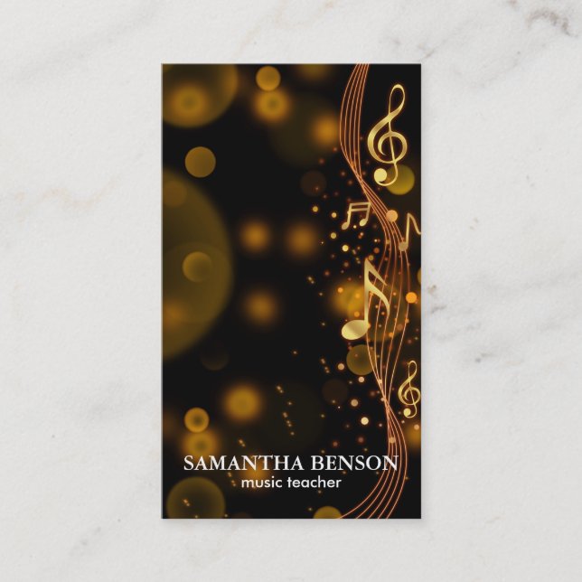 Cartão de visita de Músicos Elegante com Nota de M (Frente)