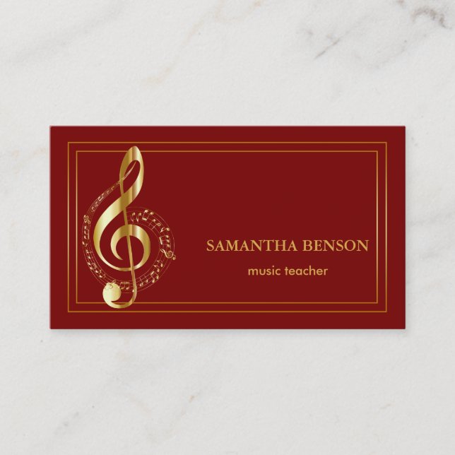 Cartão de visita de Músicos Elegante com Nota de M (Frente)