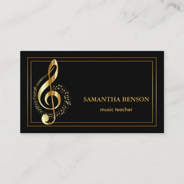 Cartão de visita de Músicos Elegante com Nota de M (Frente)