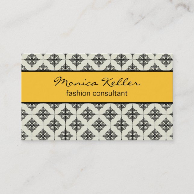 Cartão de visita de Na moda sem esforço, amarelo (Frente)