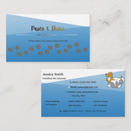 Cartão de Visita de Negócio de Pet Grooming Azul M