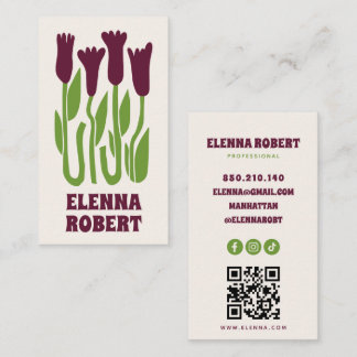 cartão de visita de negócios com flores boho groov