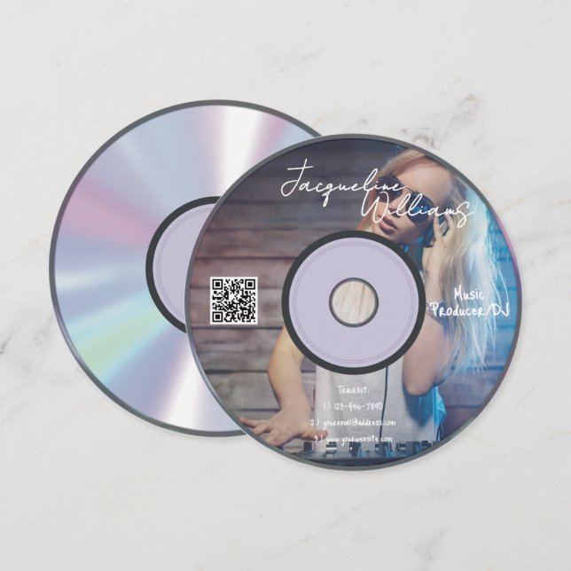 Cartão de Visita de Negócios de CD DJ Produtor de  (Frente/Verso)
